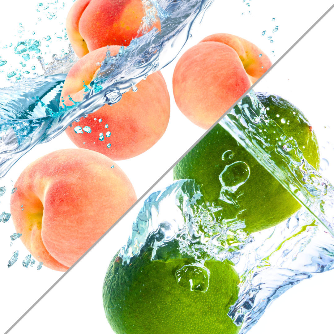 limes and peaches in water