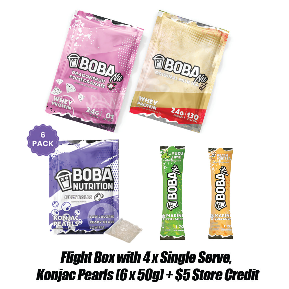 The Boba Flight - (4 Pack Collagen &amp; Protein) Boba Protein  + Konjac Pearls