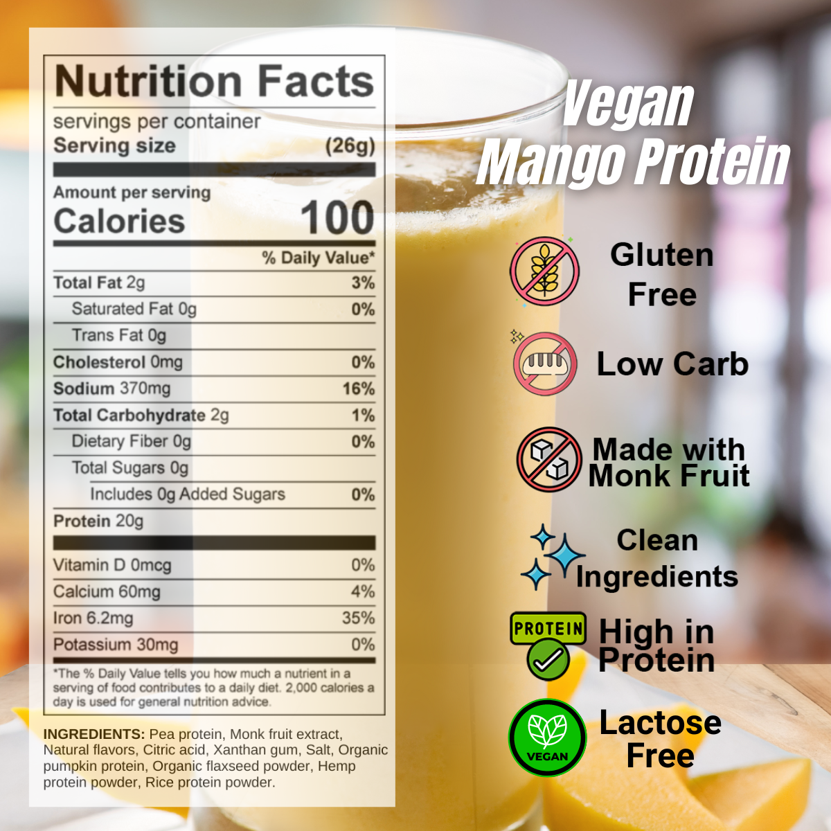 vegan mango protein nutritional facts