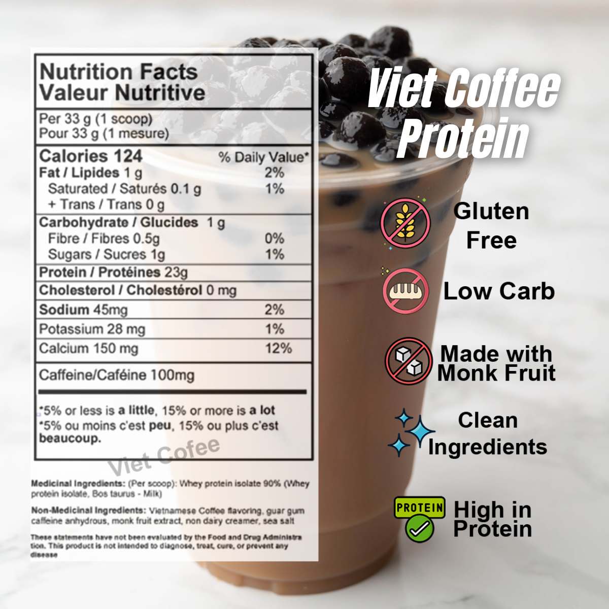 Vietnamese coffee protein powder nutritional facts