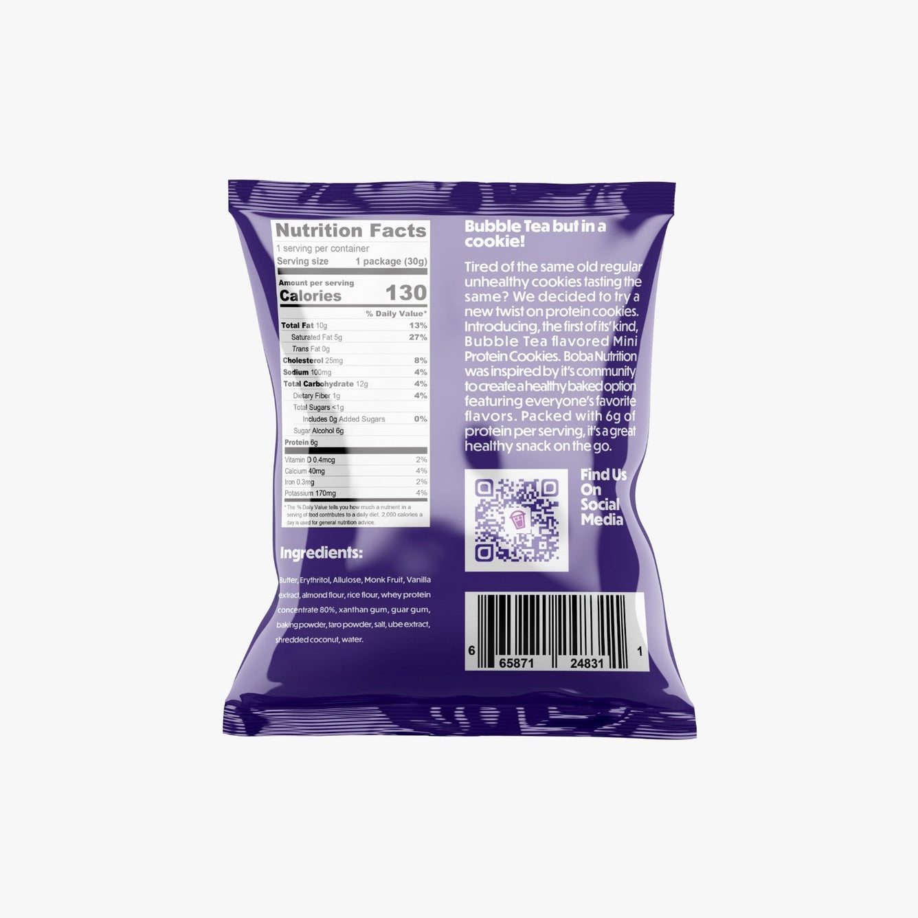 Free Taro Mini Protein Cookies (6 pack) Boba Nutrition